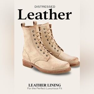 Frye Veronica Combat Leather Blush / White Women’s Size 9 Brand New in Box